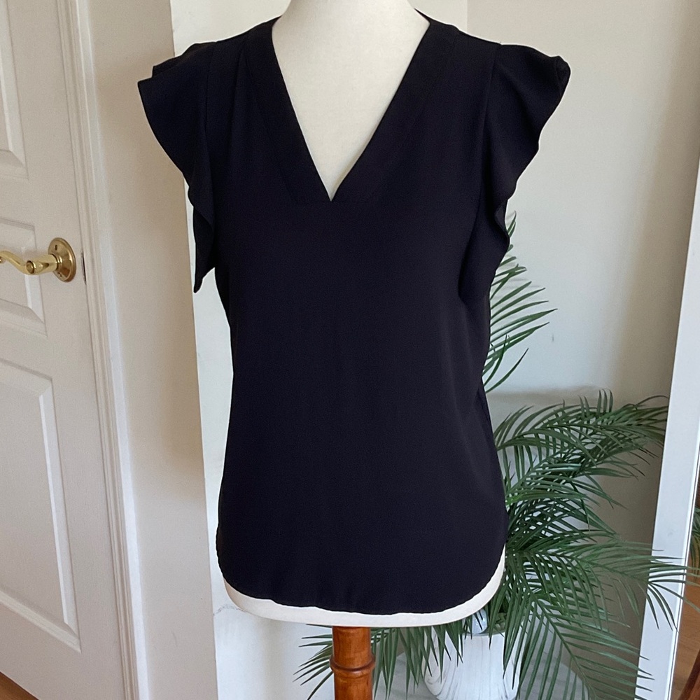 Elegant Black V-Neck Women's Blouse